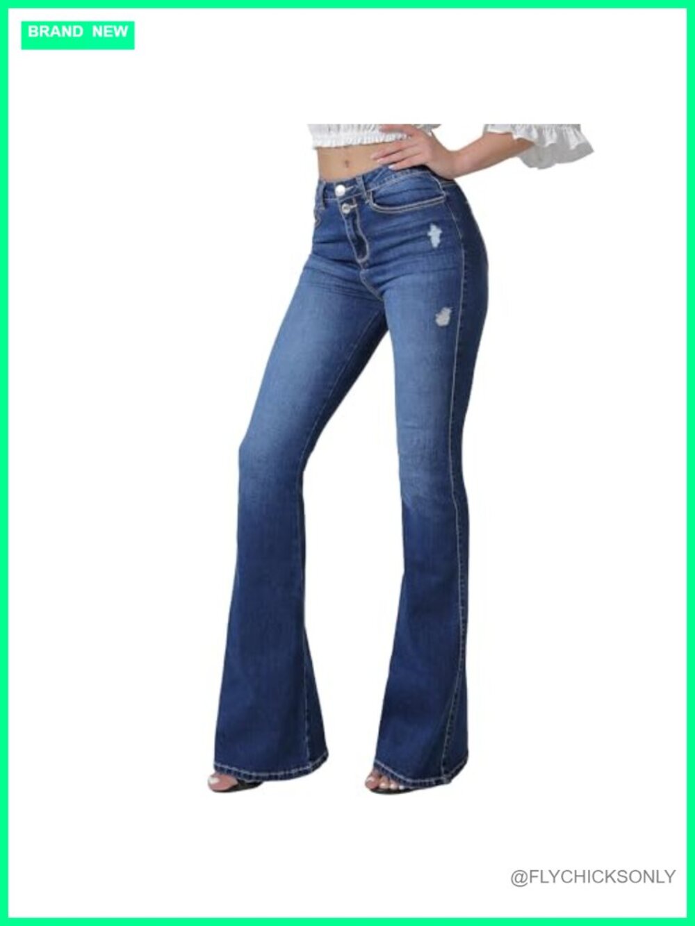 Flare Bell Bottom Jeans High Waisted Wide Leg Bootcut Stretchy Denim Pants